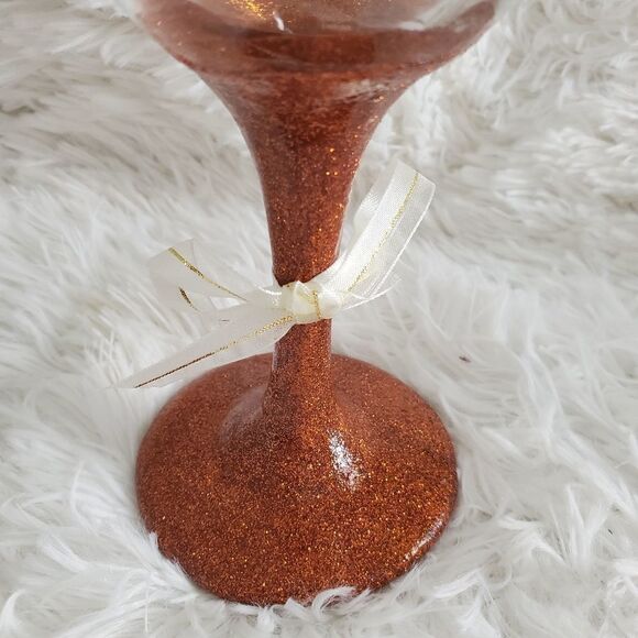 Pumpkin Spice Everything Amber Glittered Wine - Picture 2 of 7